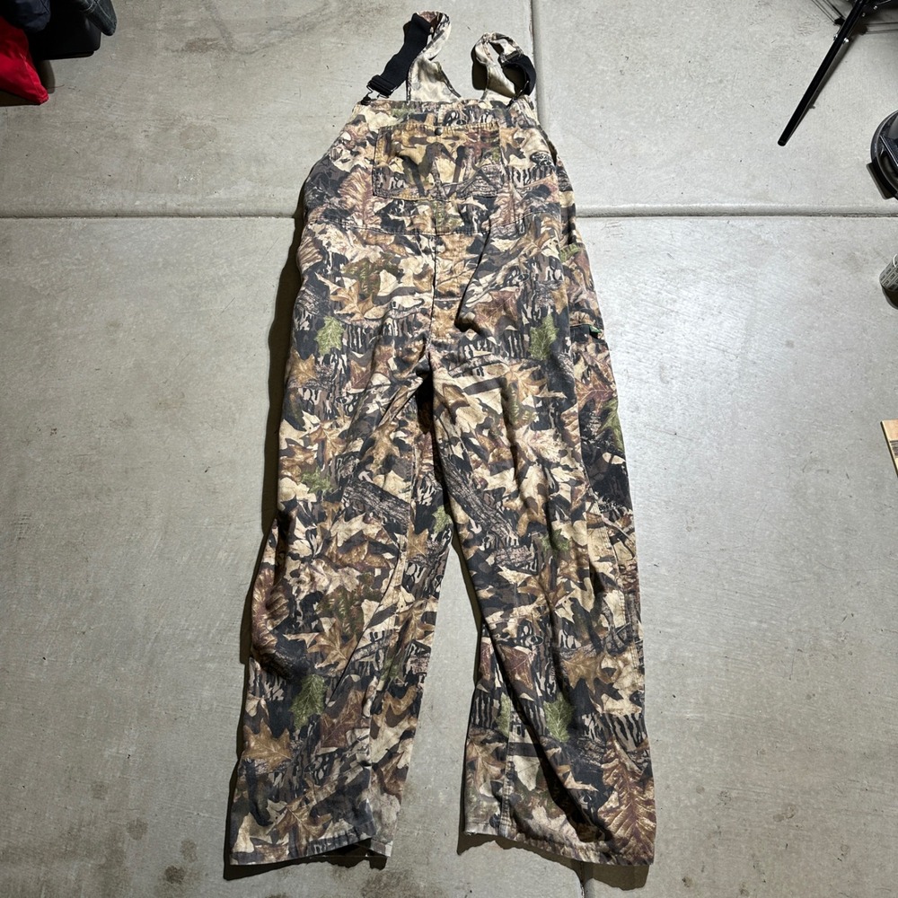 Vintage Mossy Oak Forest Floor Camo Bib Overalls Mens 3X-Large Brown Hunting USA